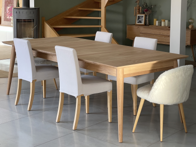 Table à allonges CALLISTA - bois de chêne massif 